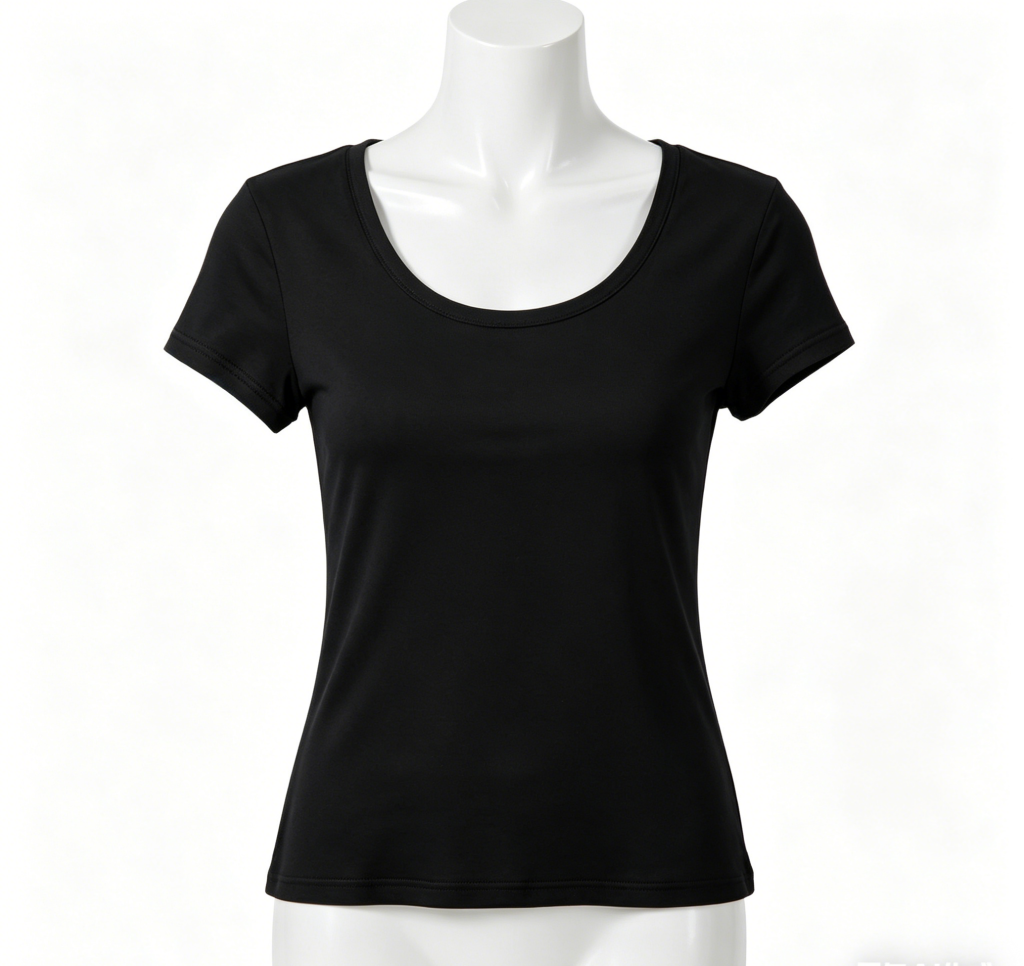 Black Scoop Neck Slim Fit Tee