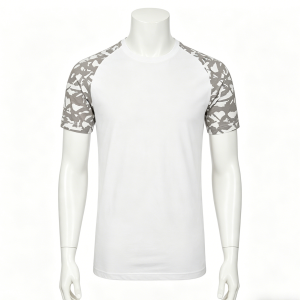 Camo Raglan Sleeve White T-Shirt