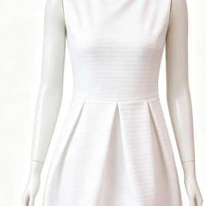 White Textured Sleeveless Dress