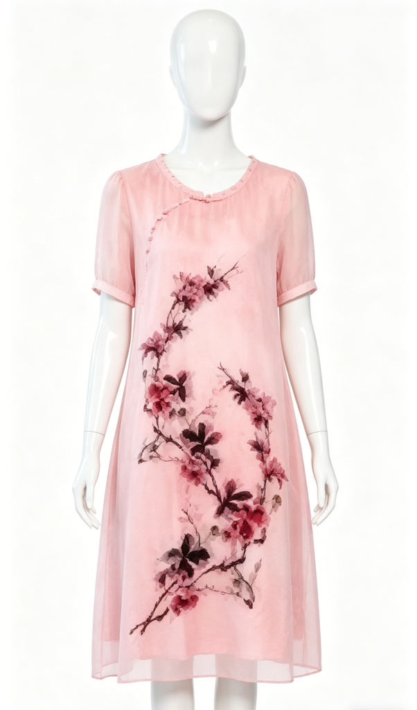 Pink Floral Print Midi Dress