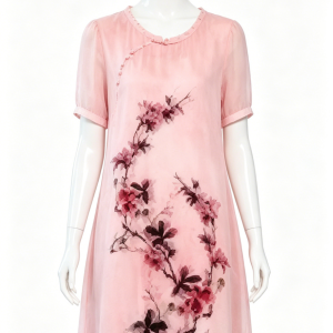 Pink Floral Print Midi Dress