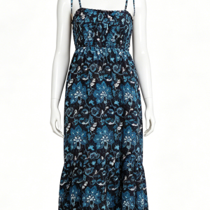 Blue Floral Tiered Maxi Dress