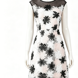 Black White Lace Floral Dress