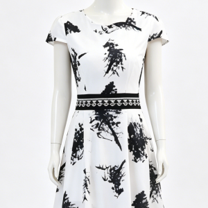 Black White Abstract Print Dress