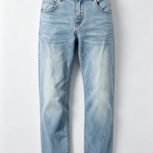 Mens Light Wash Gradient Faded Straight Leg Classic Denim Jeans