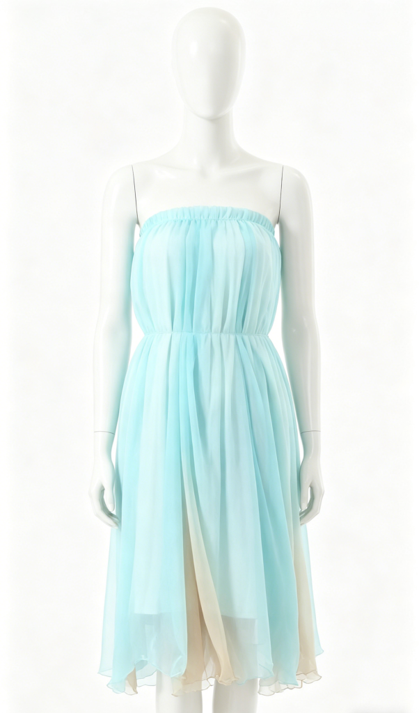 Mint Green Strapless Chiffon Dress