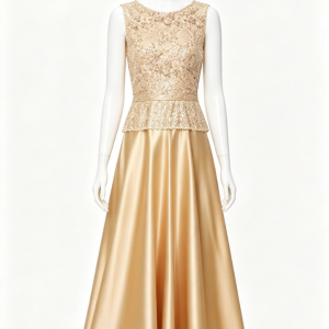 Gold Sequin Satin Evening Gown