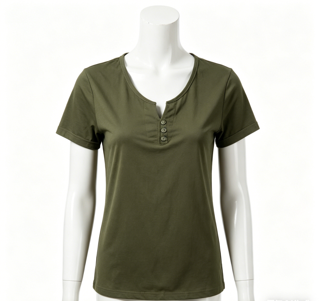Olive Green Henley T-Shirt