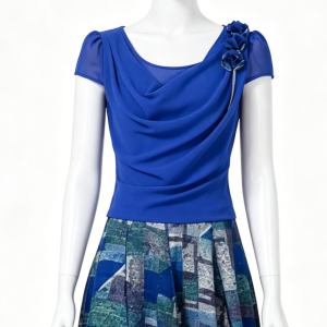 Blue Green Geometric Print Dress