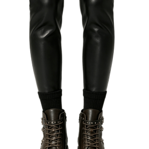 Brown Studded Combat Boots