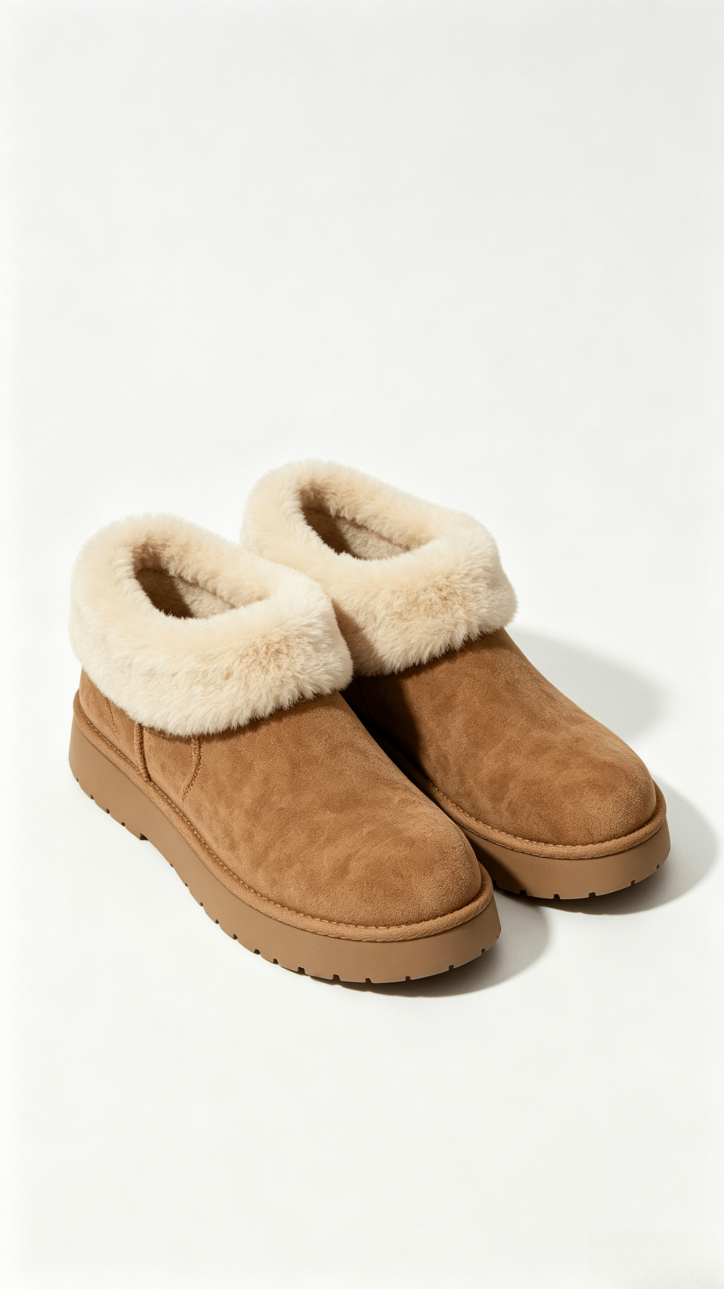 Camel Suede Fur-Cuff Ankle Boots - Image 3