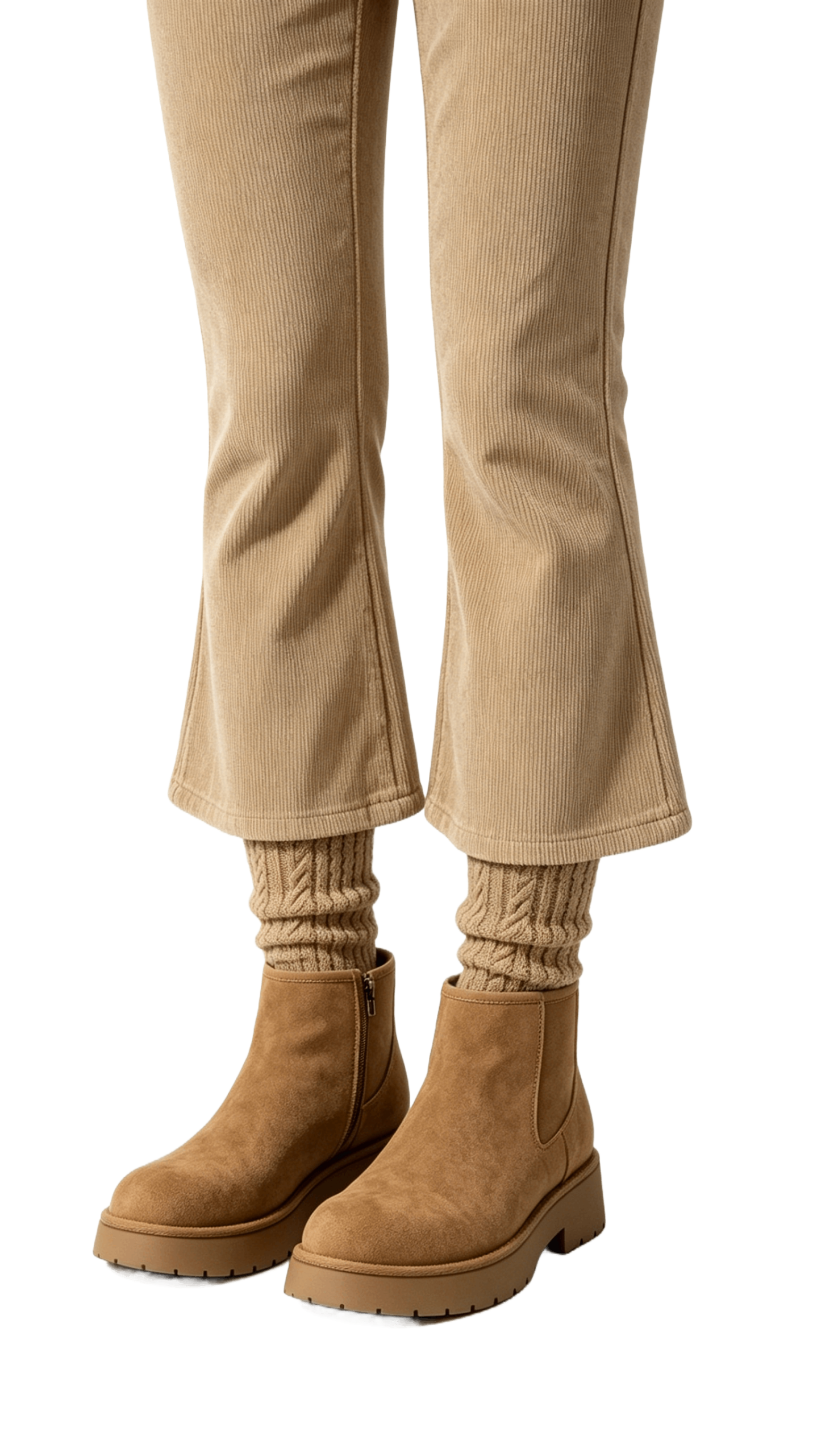 Camel Suede Chunky Ankle Boots - Image 2