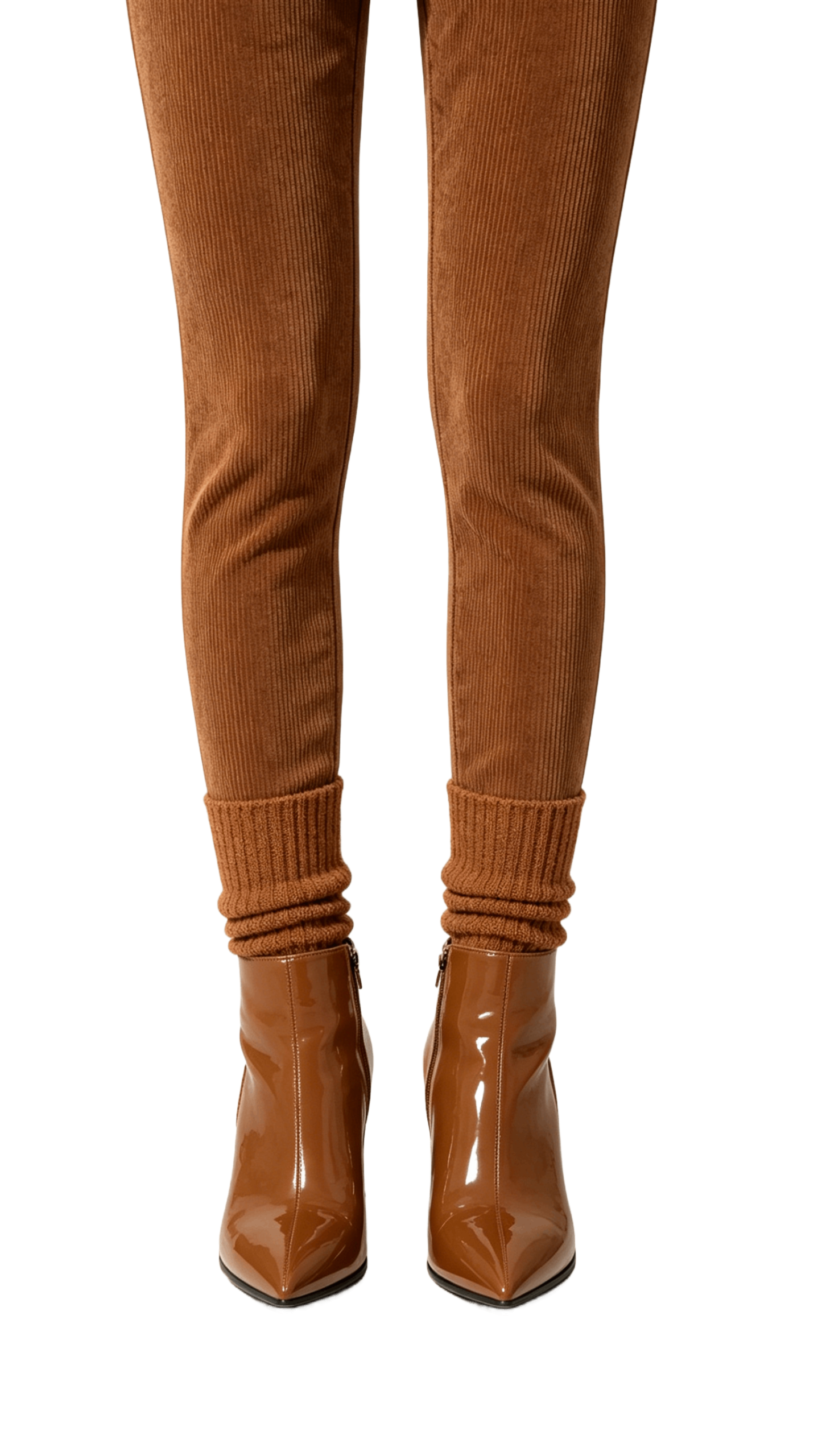 Tan Patent Pointed Ankle Boots