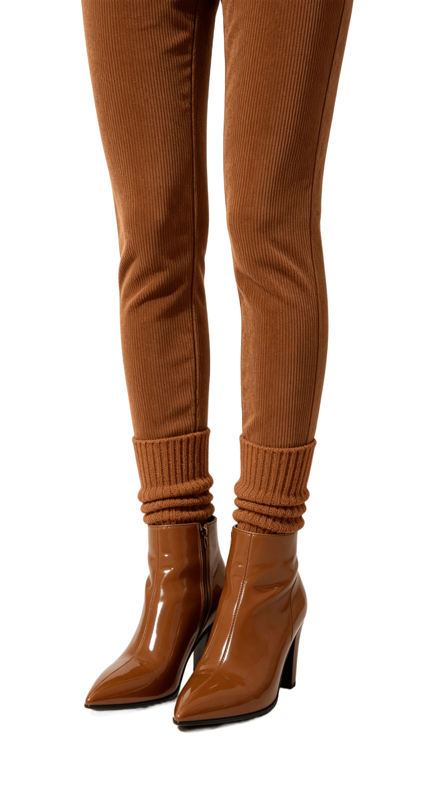 Tan Patent Pointed Ankle Boots - Image 2