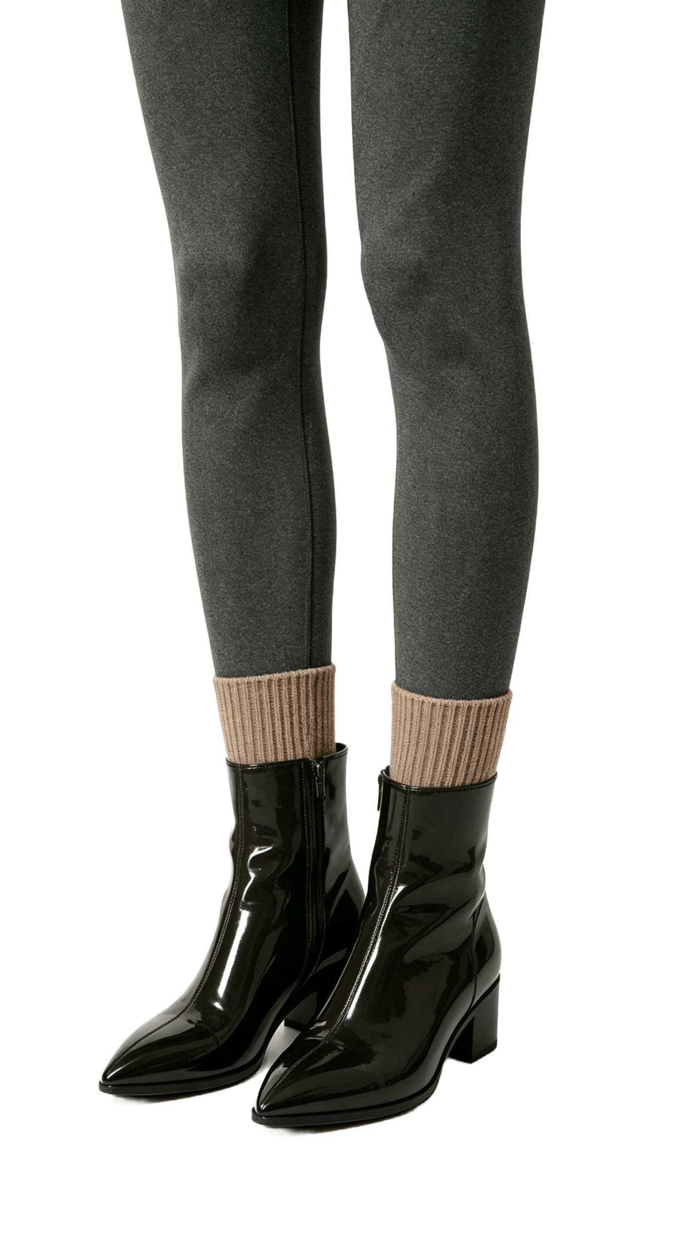 Black Patent Pointed Ankle Boots - Image 2