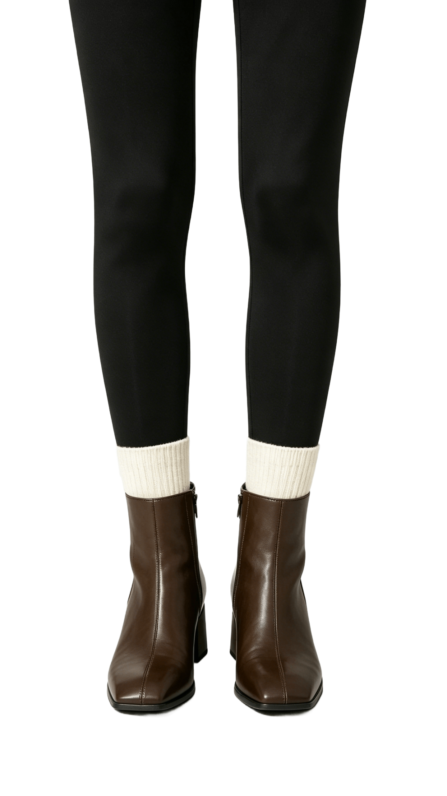 Dark Brown Leather Square Toe Ankle Boots