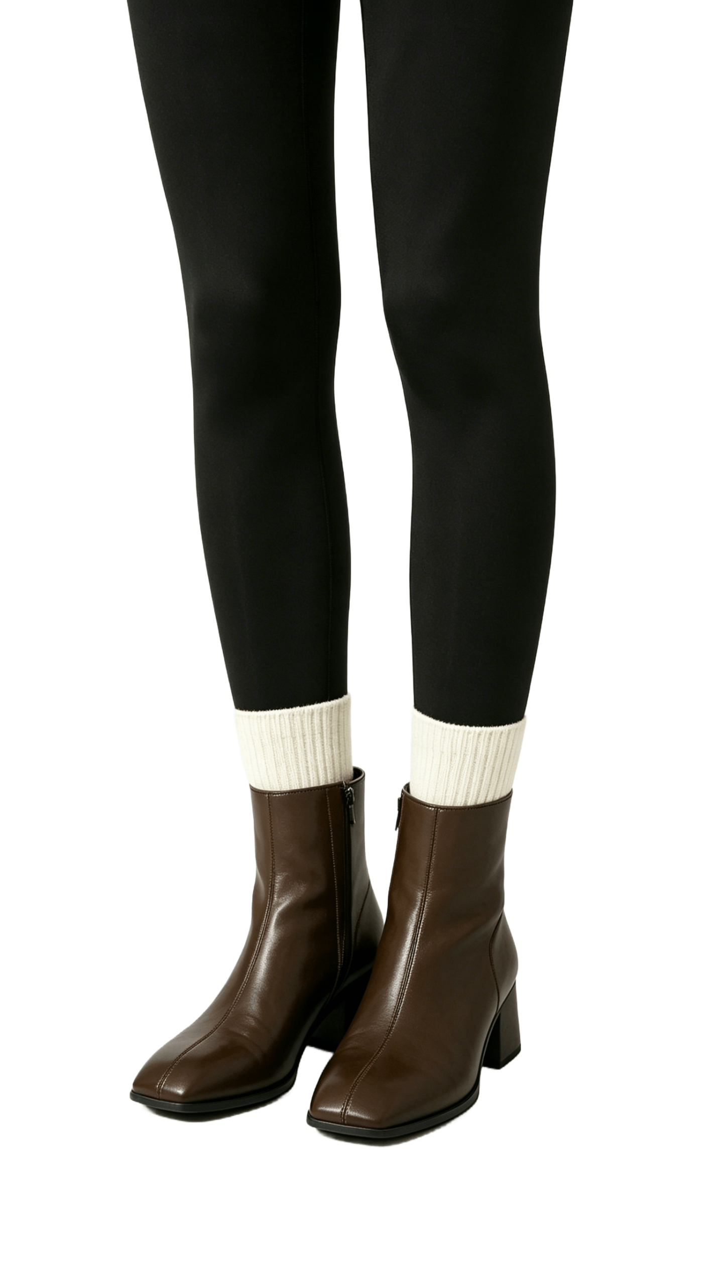 Dark Brown Leather Square Toe Ankle Boots - Image 2