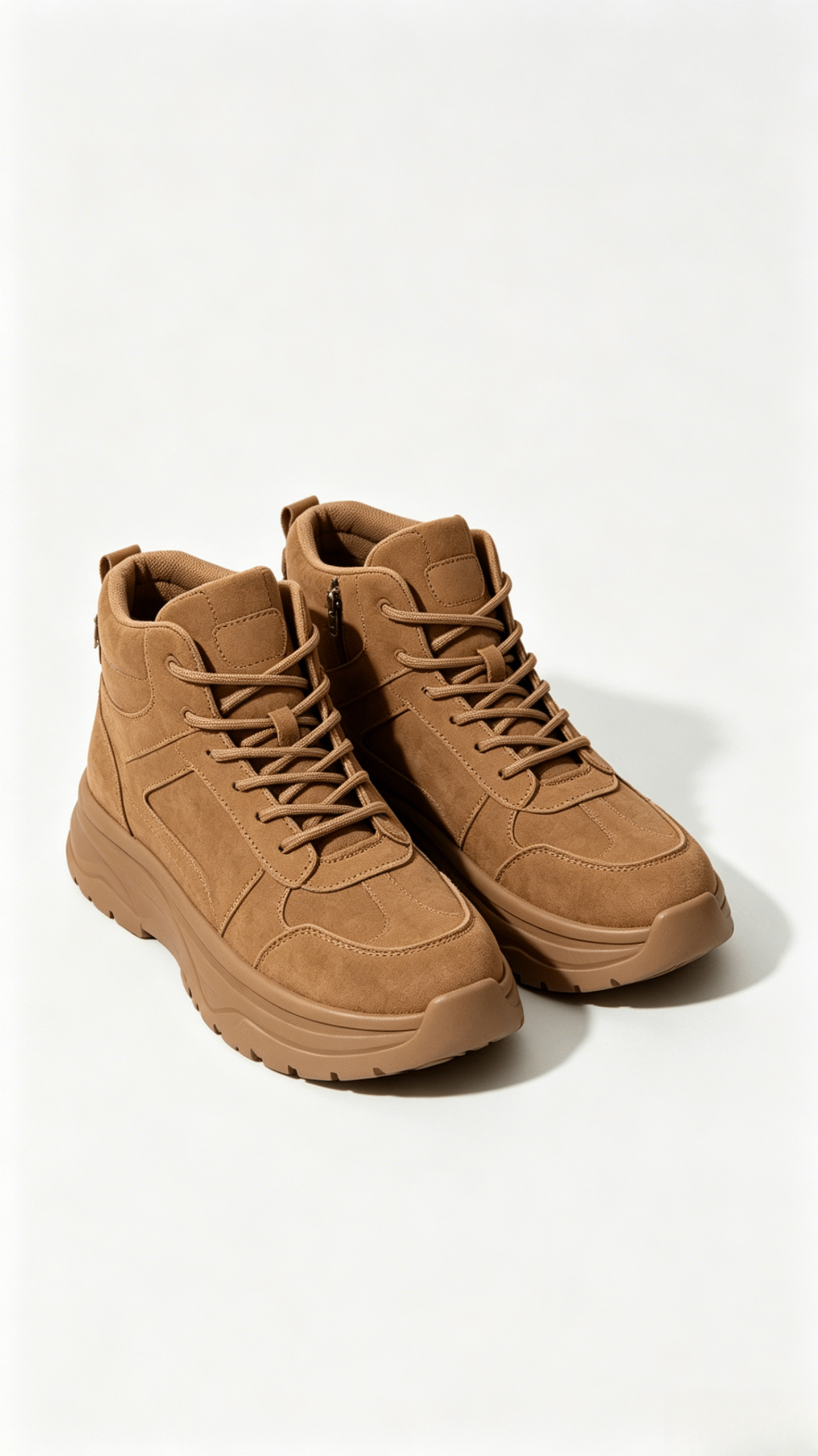 Tan Suede High-Top Sneaker Boots - Image 3