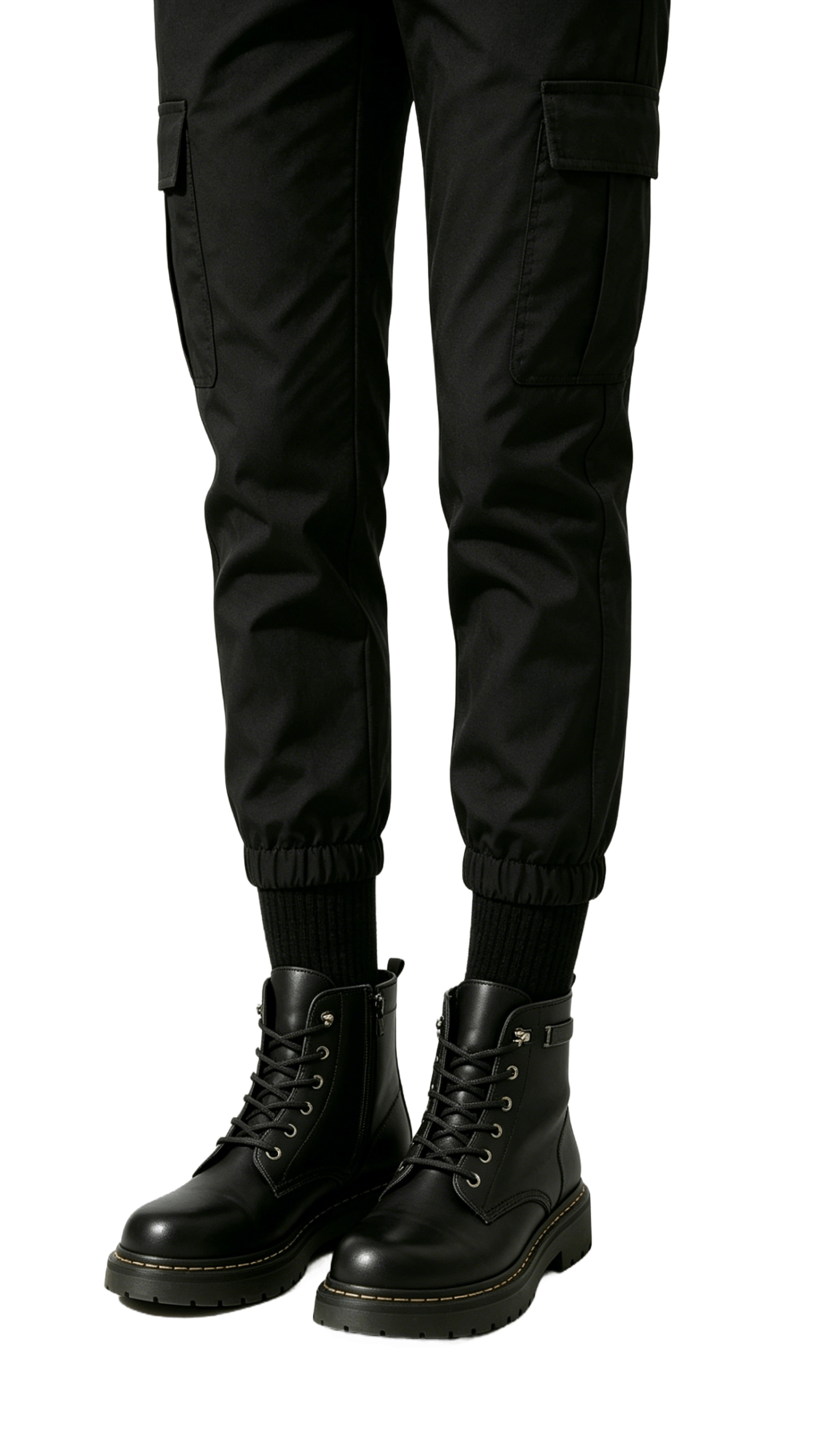 Black Lace-Up Combat Boots - Image 2