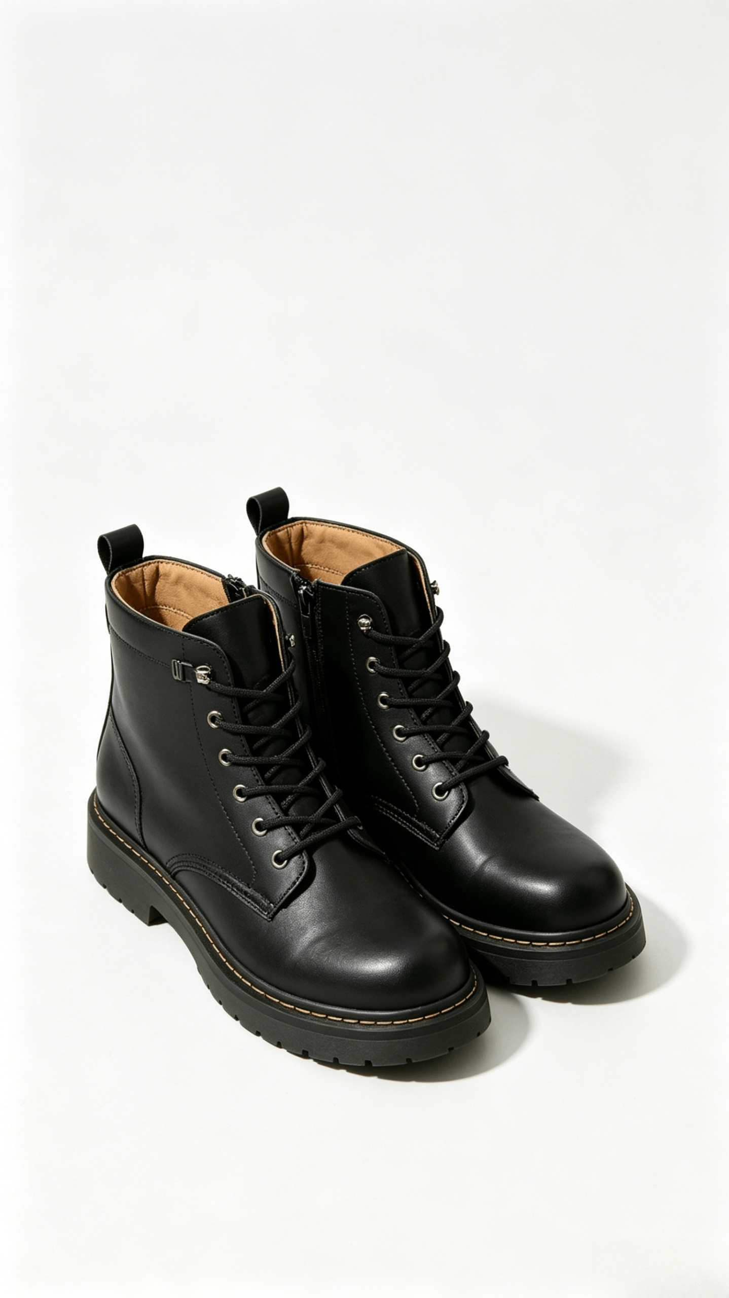 Black Lace-Up Combat Boots - Image 3