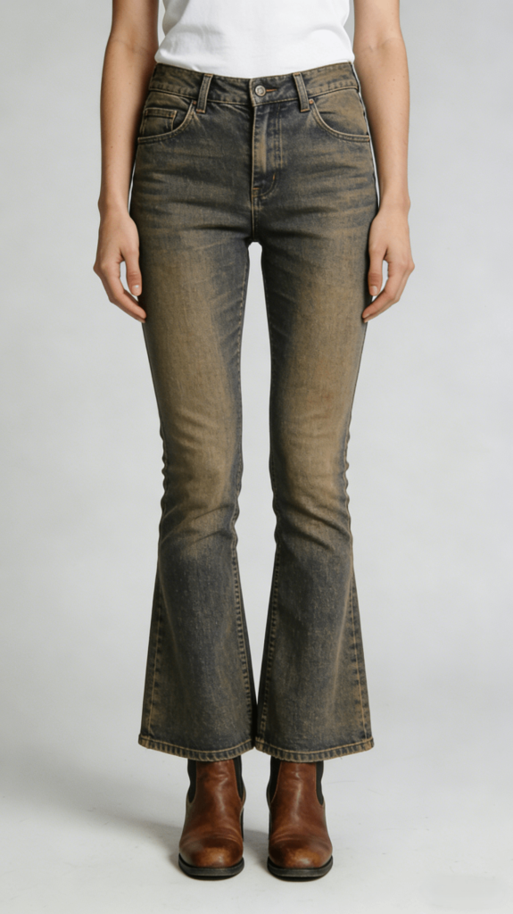 Vintage Washed Blue High Waist Flare Jeans