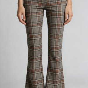 Vintage Plaid High Waist Flare Pants
