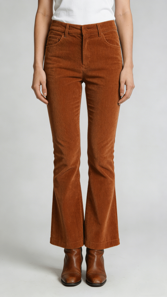 Rust Brown Corduroy High Waist Flare Pants