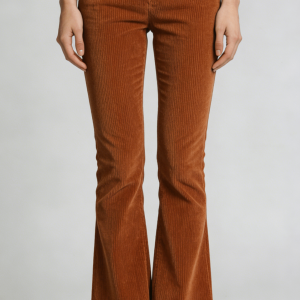 Rust Brown Corduroy High Waist Flare Pants
