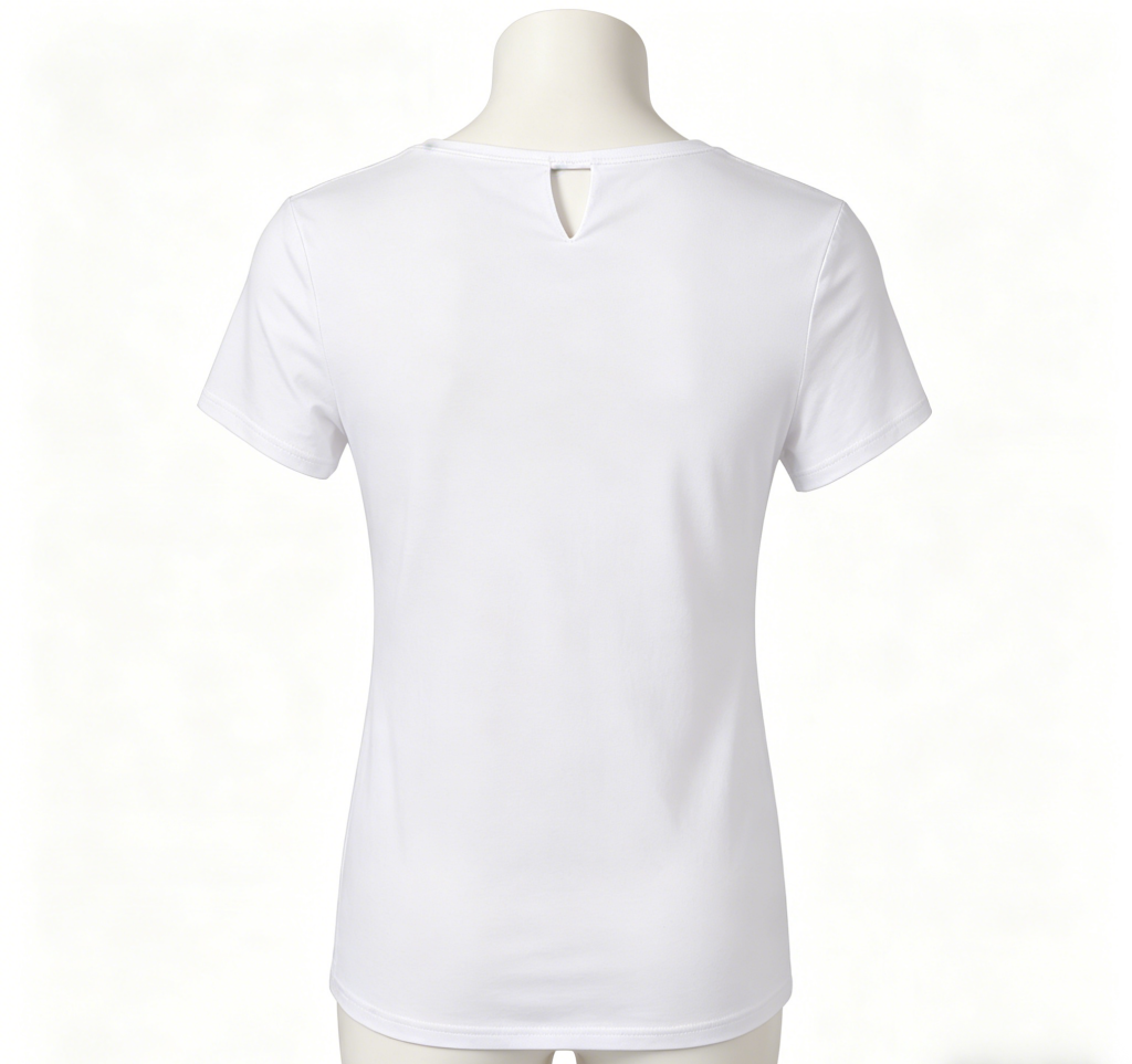 Notch Neck Solid White T-Shirt