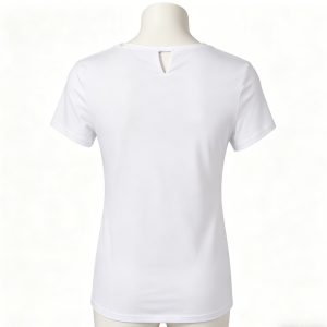 Notch Neck Solid White T-Shirt