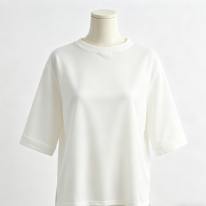 White Mid-Sleeve Crew Neck Top