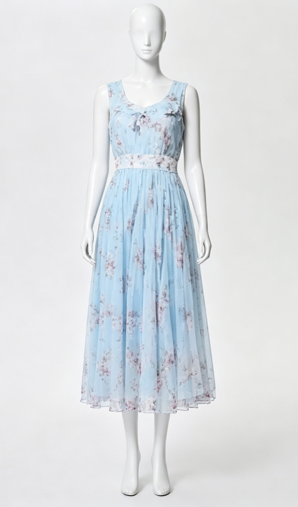 Light Blue Floral Slip Dress
