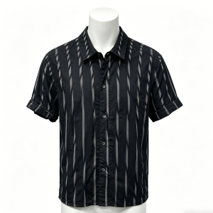 Black Vertical Stripe Button-Up Shirt