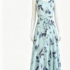 Light Blue Butterfly Print Maxi Dress
