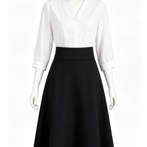 Black White Contrast Midi Dress