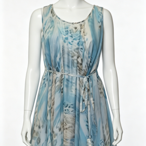 Blue Tie-Dye Sleeveless Dress