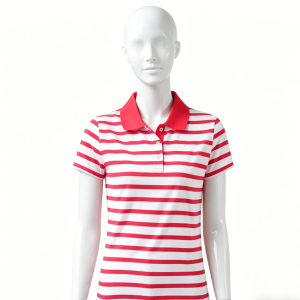 Red and White Striped Polo Shirt