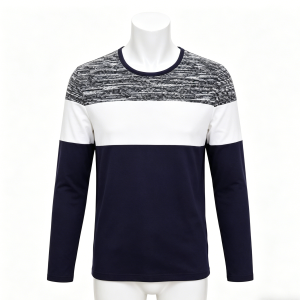 Black and White Color Block Long Sleeve Tee